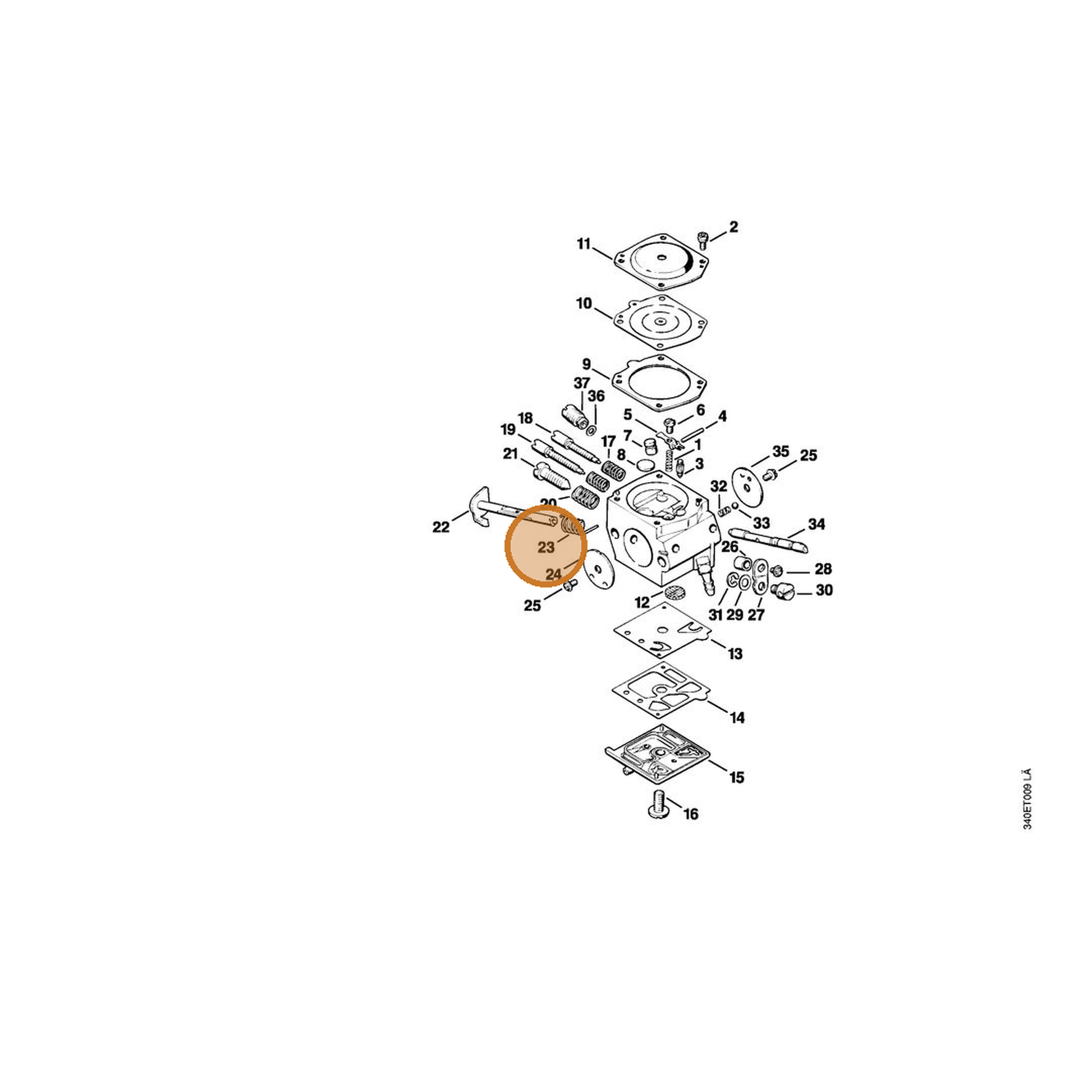 STIHL part 4116-122-3200 — IPL diagram snippet (6x zoom, amber highlight)