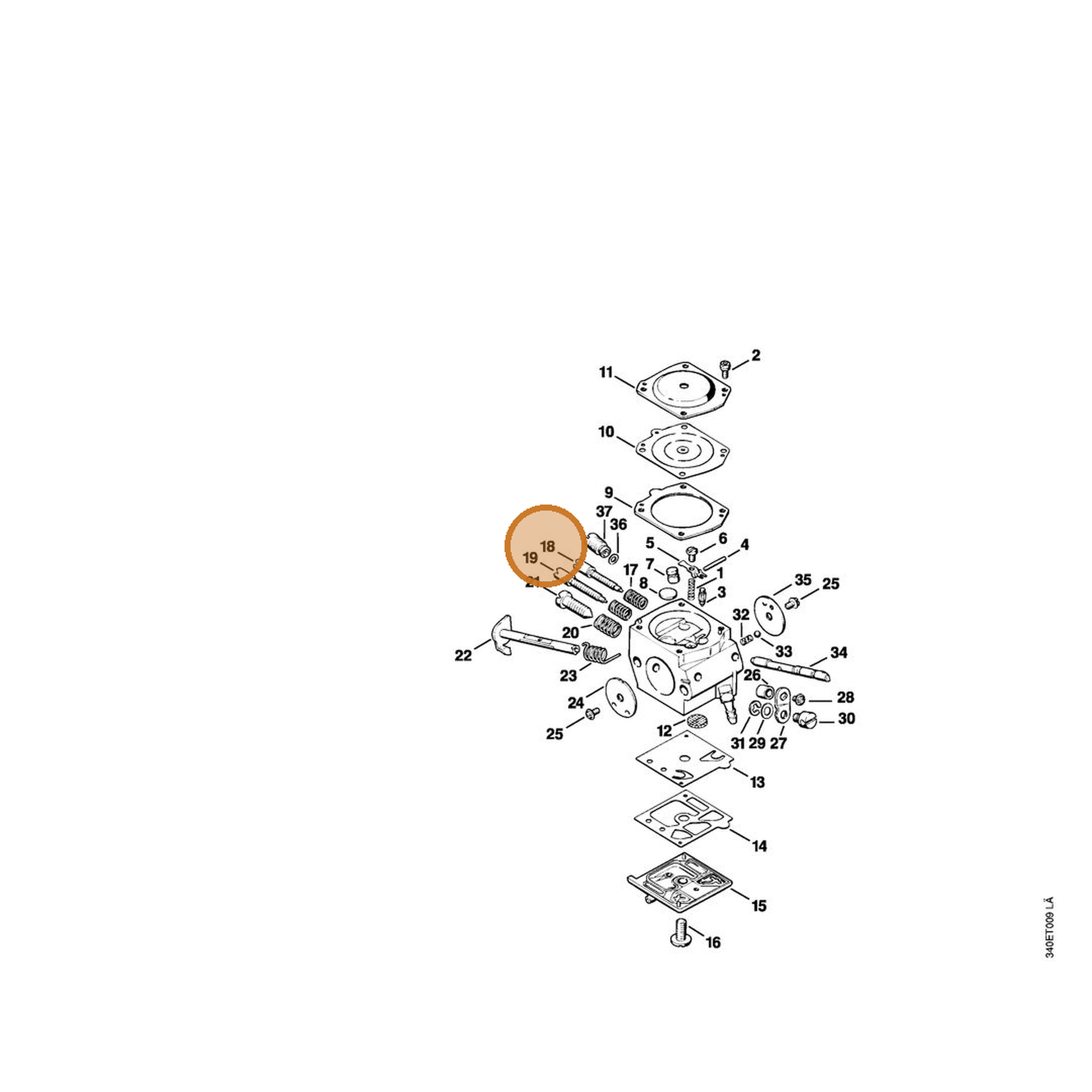 STIHL part 4116-122-6700 — IPL diagram snippet (6x zoom, amber highlight)