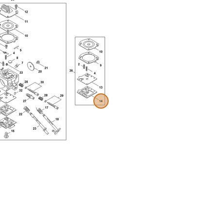 STIHL part 4116-129-0902 — IPL diagram snippet (6x zoom, amber highlight)