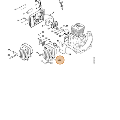 STIHL part 4116-140-0601 — IPL diagram snippet (6x zoom, amber highlight)
