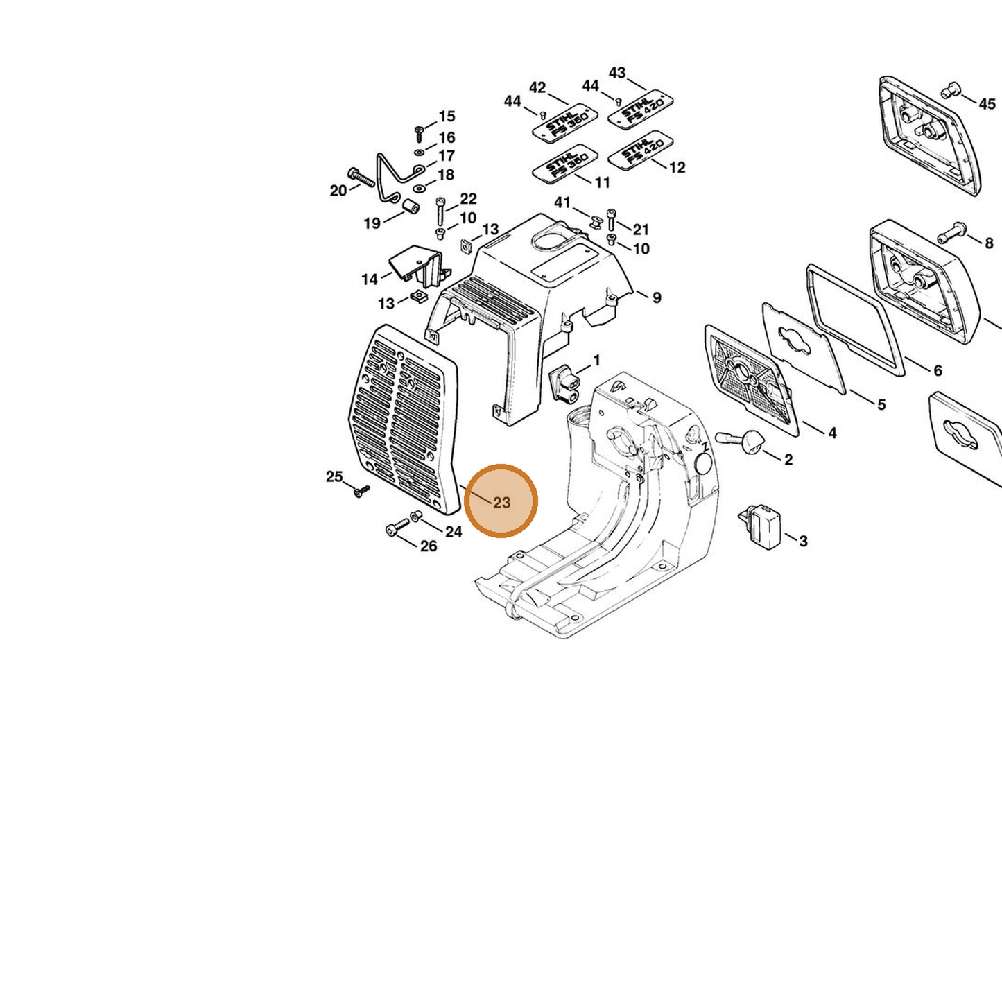 STIHL part 4116-140-7101 — IPL diagram snippet (6x zoom, amber highlight)