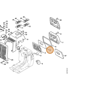 STIHL part 4116-141-0300 — IPL diagram snippet (6x zoom, amber highlight)