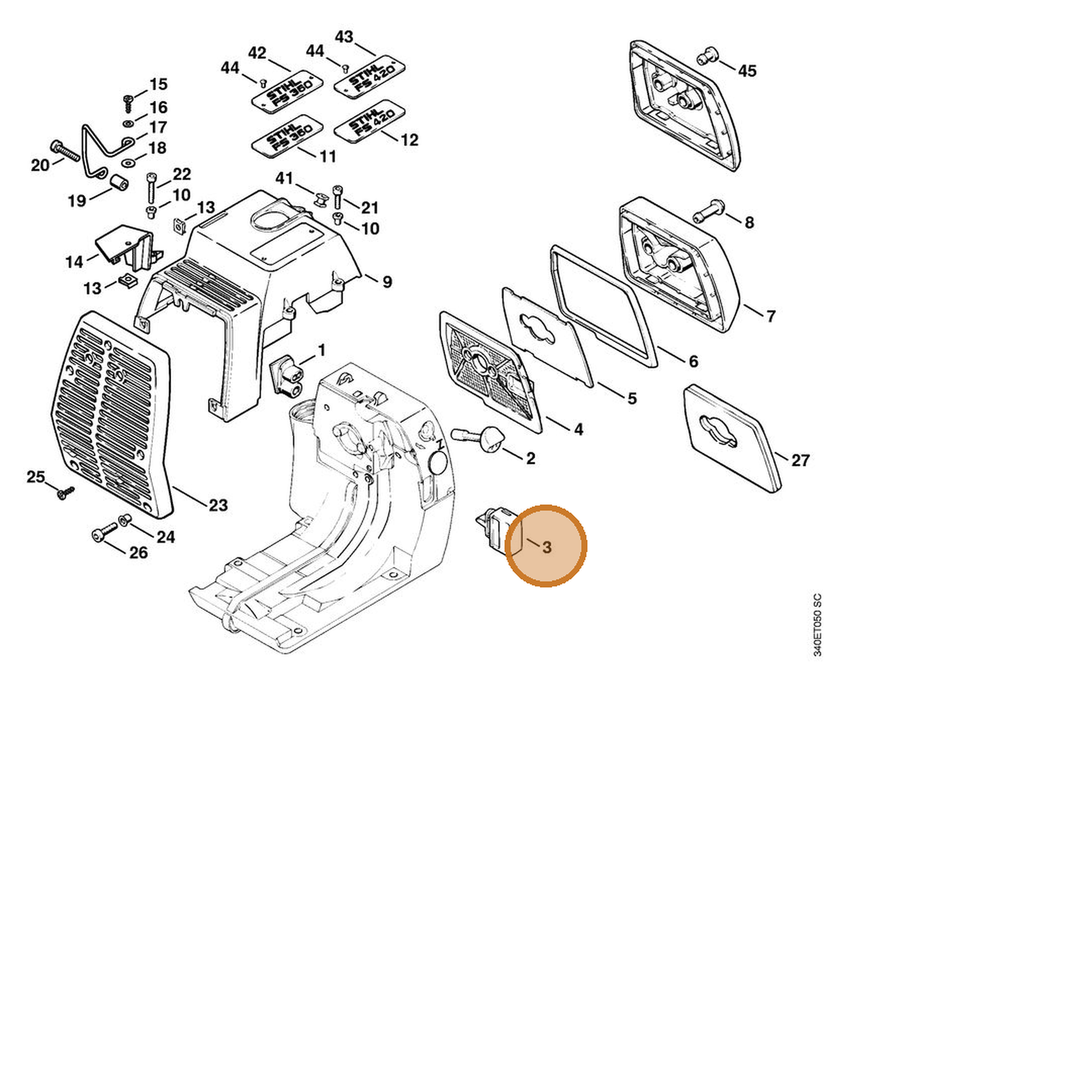 STIHL part 4116-141-1102 — IPL diagram snippet (6x zoom, amber highlight)