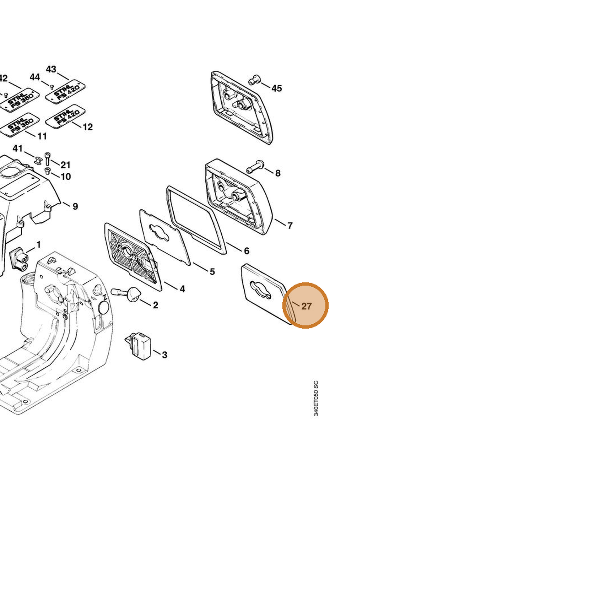 STIHL part 4116-141-1700 — IPL diagram snippet (6x zoom, amber highlight)