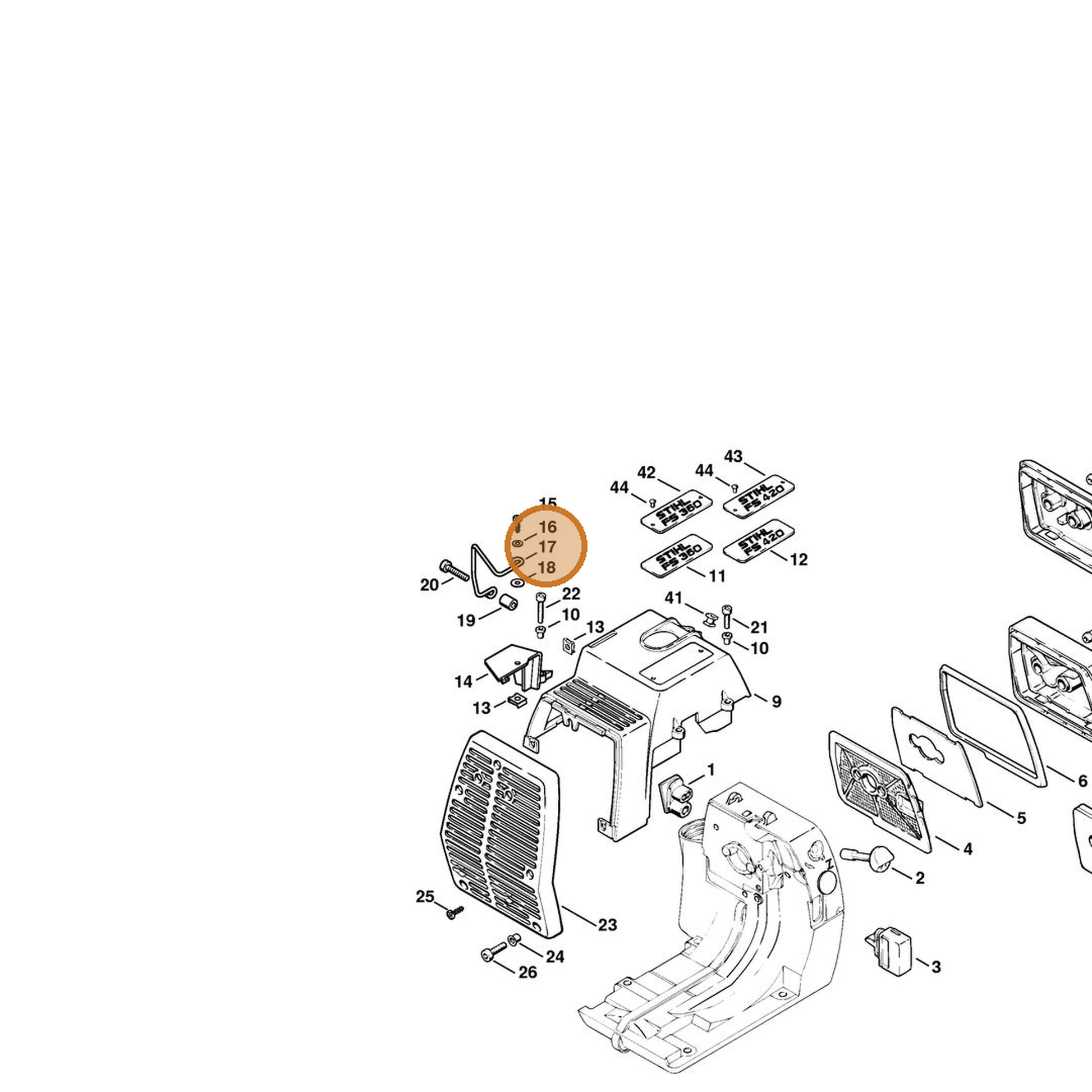 STIHL part 4116-141-2600 — IPL diagram snippet (6x zoom, amber highlight)