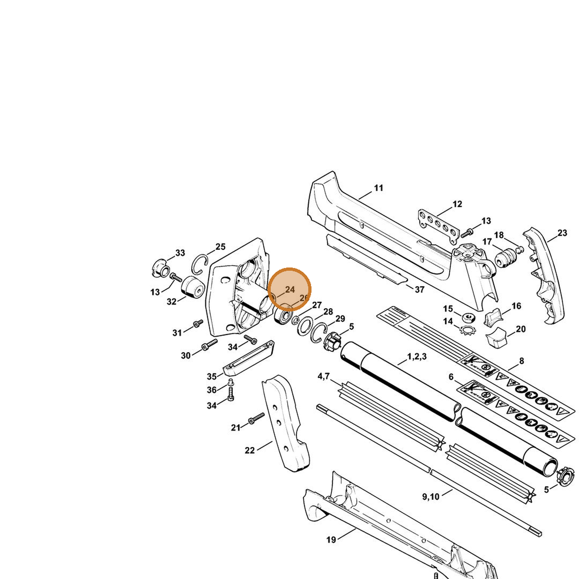 STIHL part 4116-161-0501 — IPL diagram snippet (6x zoom, amber highlight)
