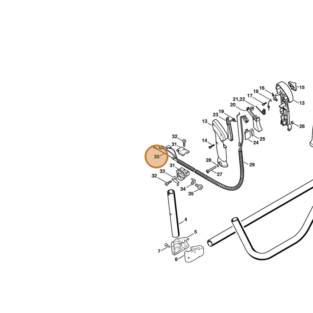 STIHL part 4116-182-3200 — IPL diagram snippet (6x zoom, amber highlight)