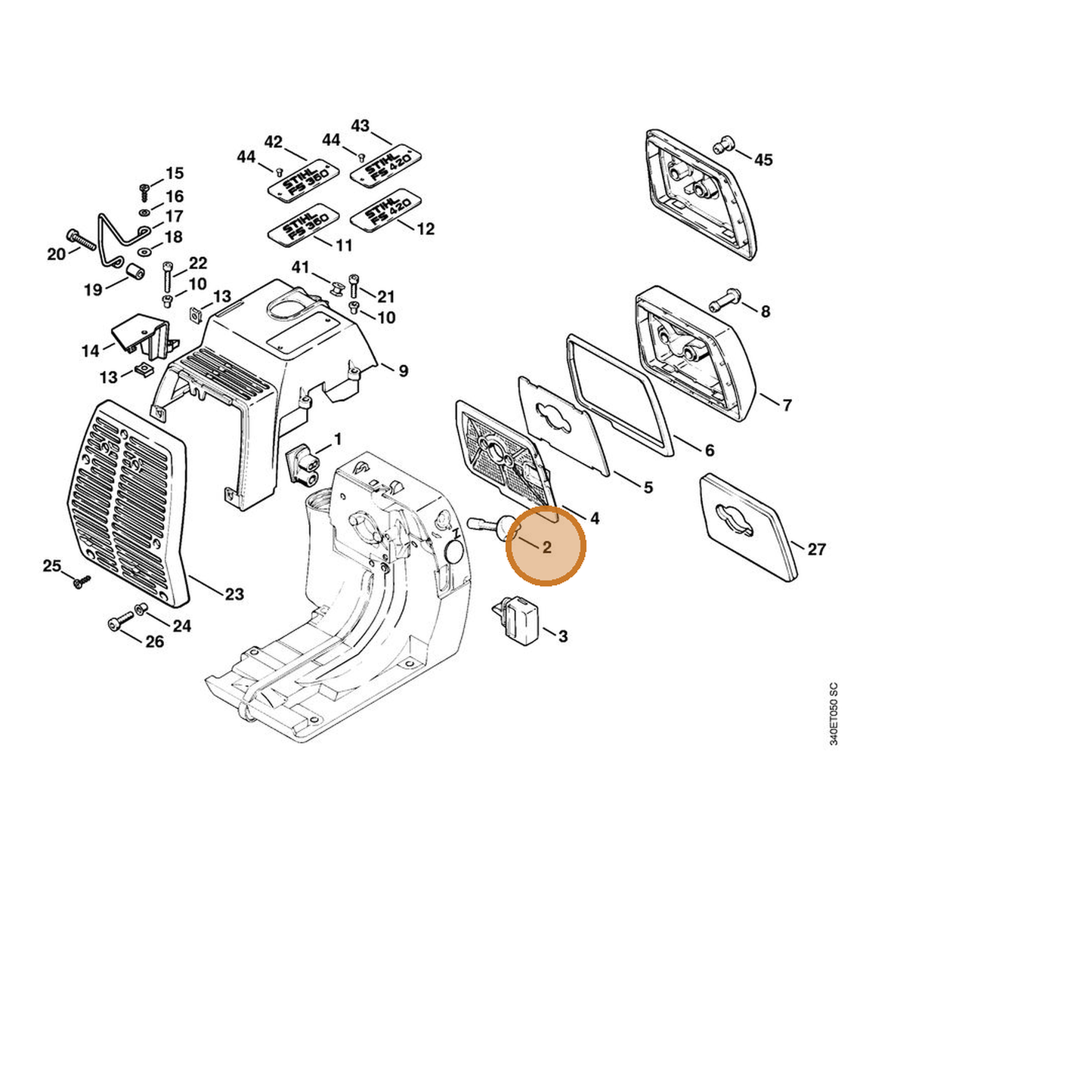 STIHL part 4116-182-9501 — IPL diagram snippet (6x zoom, amber highlight)