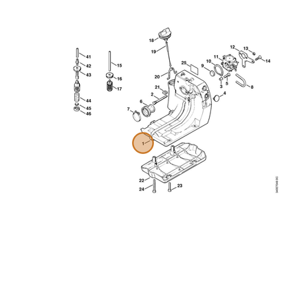 STIHL part 4116-350-0807 — IPL diagram snippet (6x zoom, amber highlight)