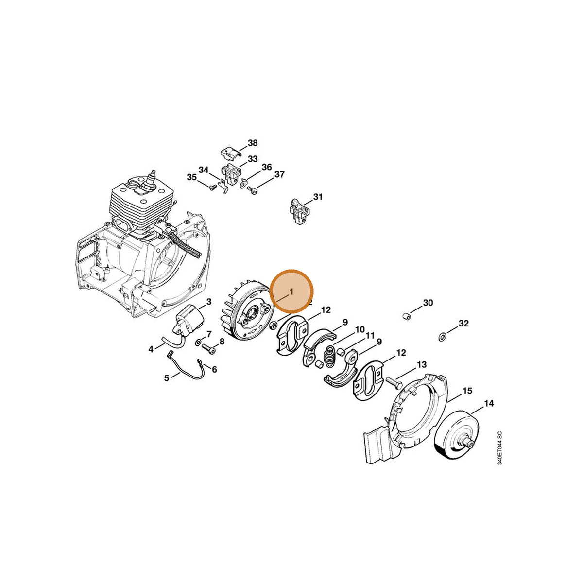 STIHL part 4116-400-1200 — IPL diagram snippet (6x zoom, amber highlight)