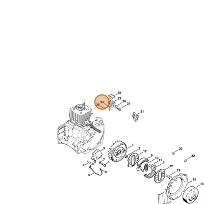 STIHL part 4116-431-2105 — IPL diagram snippet (6x zoom, amber highlight)