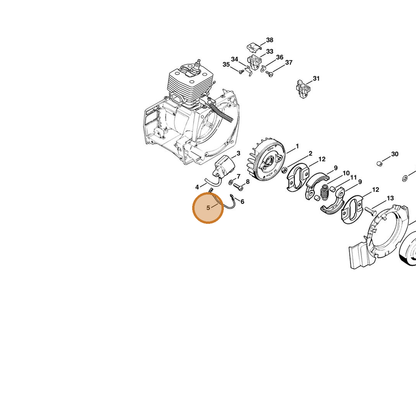 STIHL part 4116-440-1100 — IPL diagram snippet (6x zoom, amber highlight)