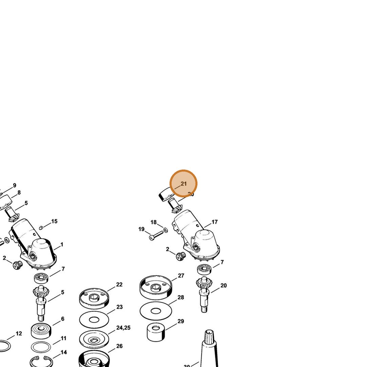 STIHL part 4116-642-7601 — IPL diagram snippet (6x zoom, amber highlight)