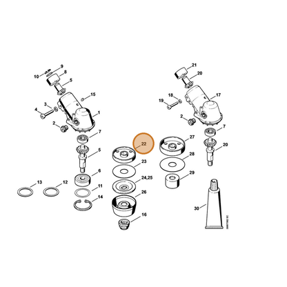 STIHL part 4116-710-3800 — IPL diagram snippet (6x zoom, amber highlight)