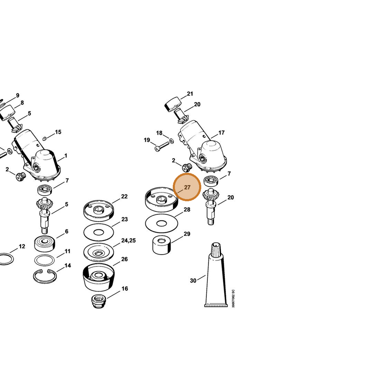 STIHL part 4116-710-3810 — IPL diagram snippet (6x zoom, amber highlight)