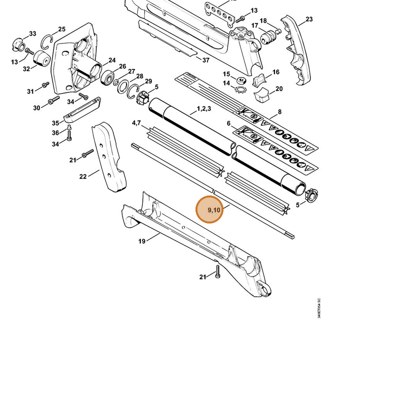 STIHL part 4116-711-3212 — IPL diagram snippet (6x zoom, amber highlight)