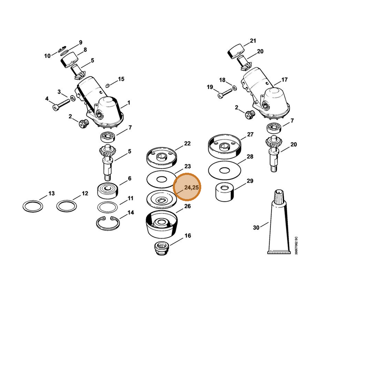STIHL part 4116-713-1600 — IPL diagram snippet (6x zoom, amber highlight)