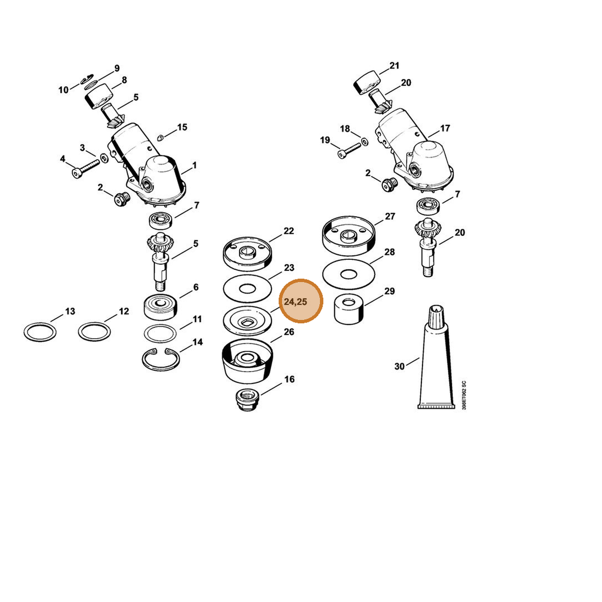 STIHL part 4116-713-3100 — IPL diagram snippet (6x zoom, amber highlight)