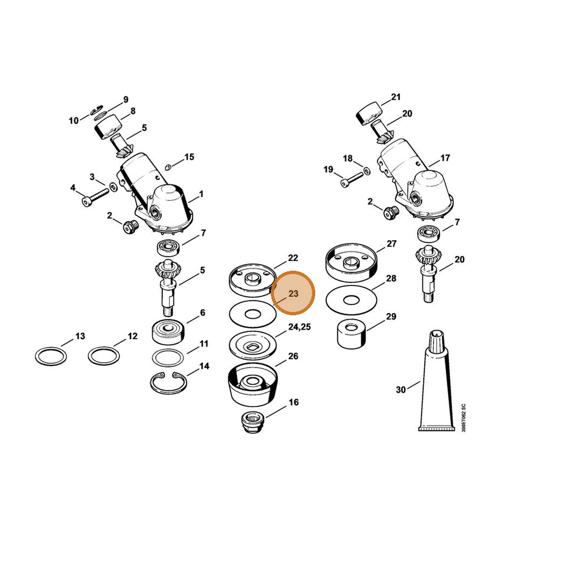 STIHL part 4116-717-2800 — IPL diagram snippet (6x zoom, amber highlight)