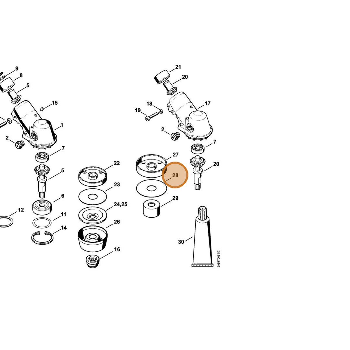 STIHL part 4116-717-2810 — IPL diagram snippet (6x zoom, amber highlight)