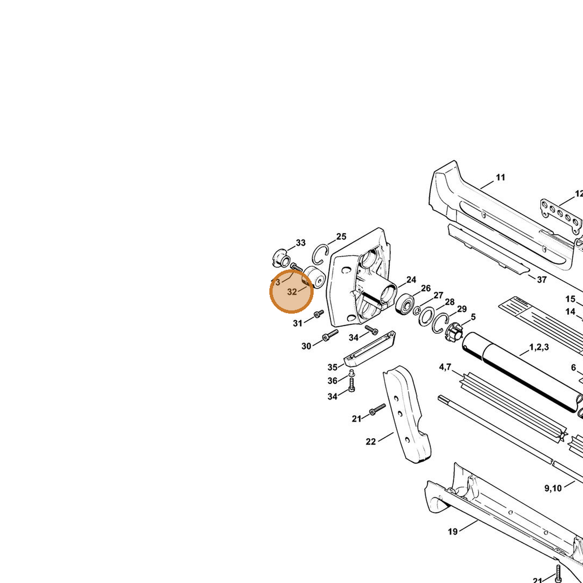 STIHL part 4116-790-9900 — IPL diagram snippet (6x zoom, amber highlight)