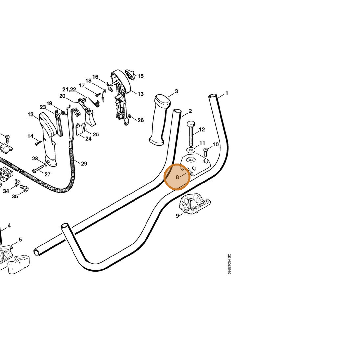 STIHL part 4116-791-0610 — IPL diagram snippet (6x zoom, amber highlight)