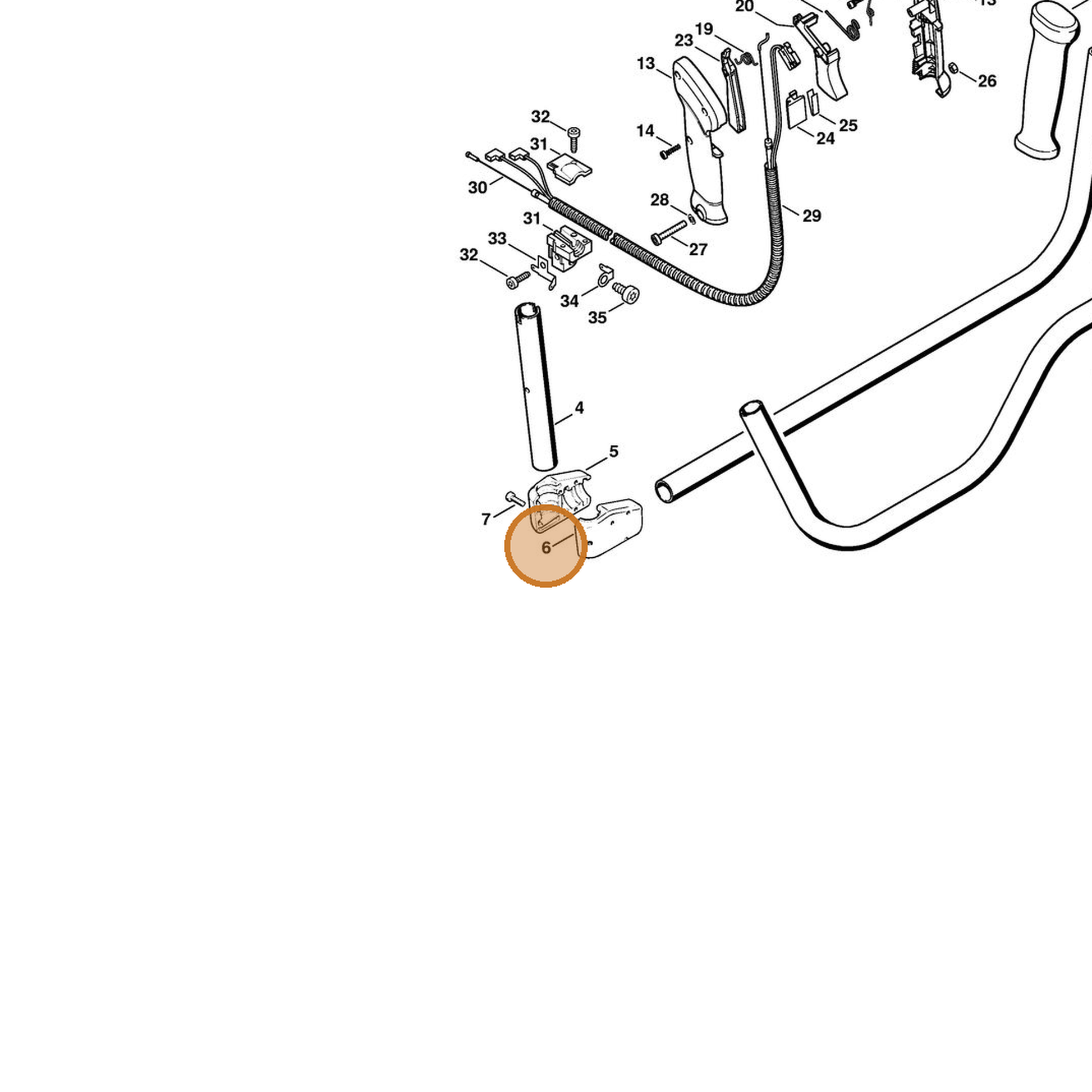 STIHL part 4116-791-0615 — IPL diagram snippet (6x zoom, amber highlight)