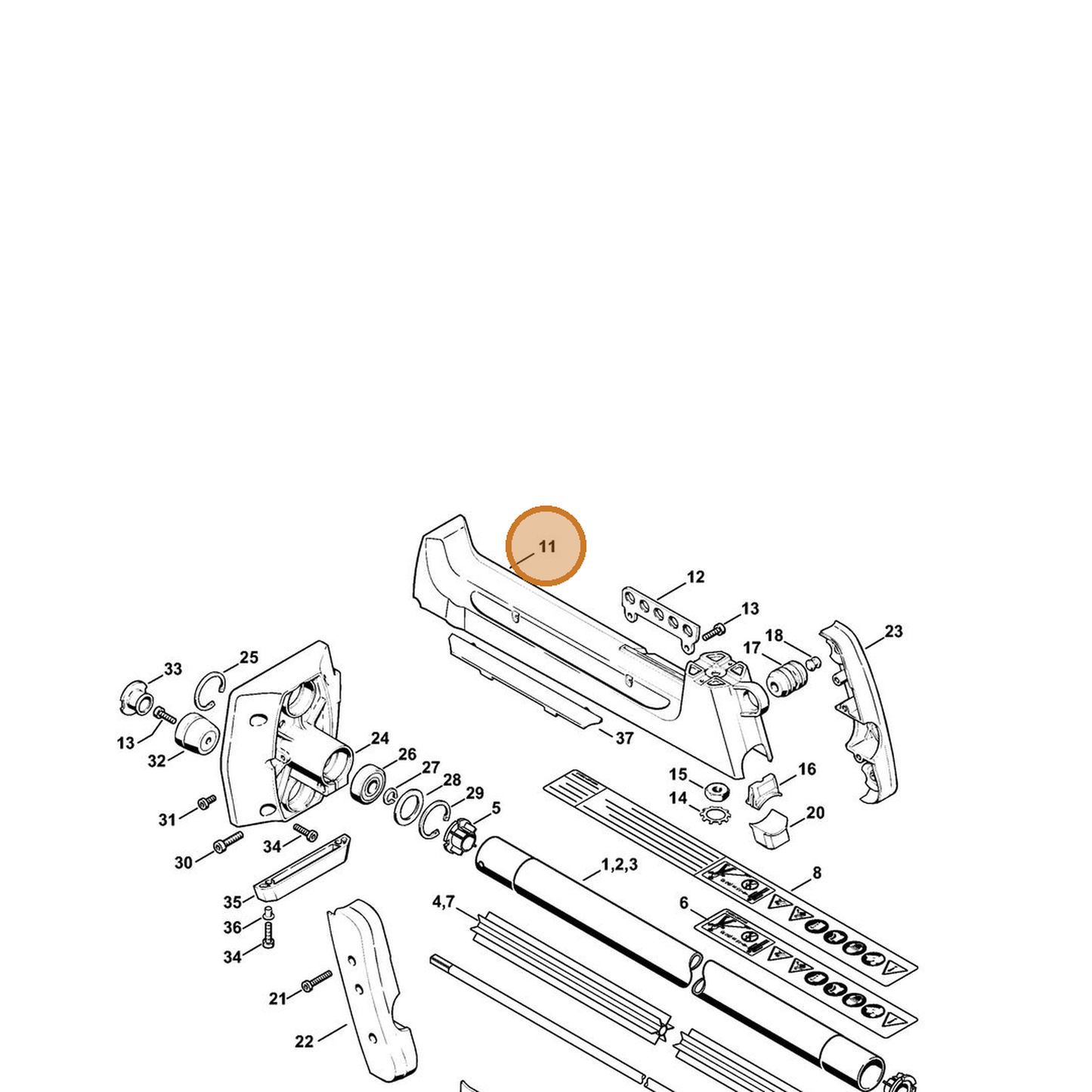 STIHL part 4116-791-1003 — IPL diagram snippet (6x zoom, amber highlight)