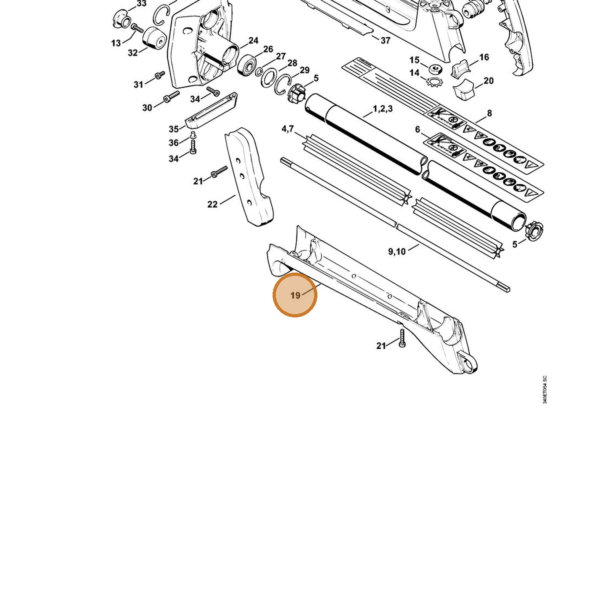 STIHL part 4116-791-1008 — IPL diagram snippet (6x zoom, amber highlight)