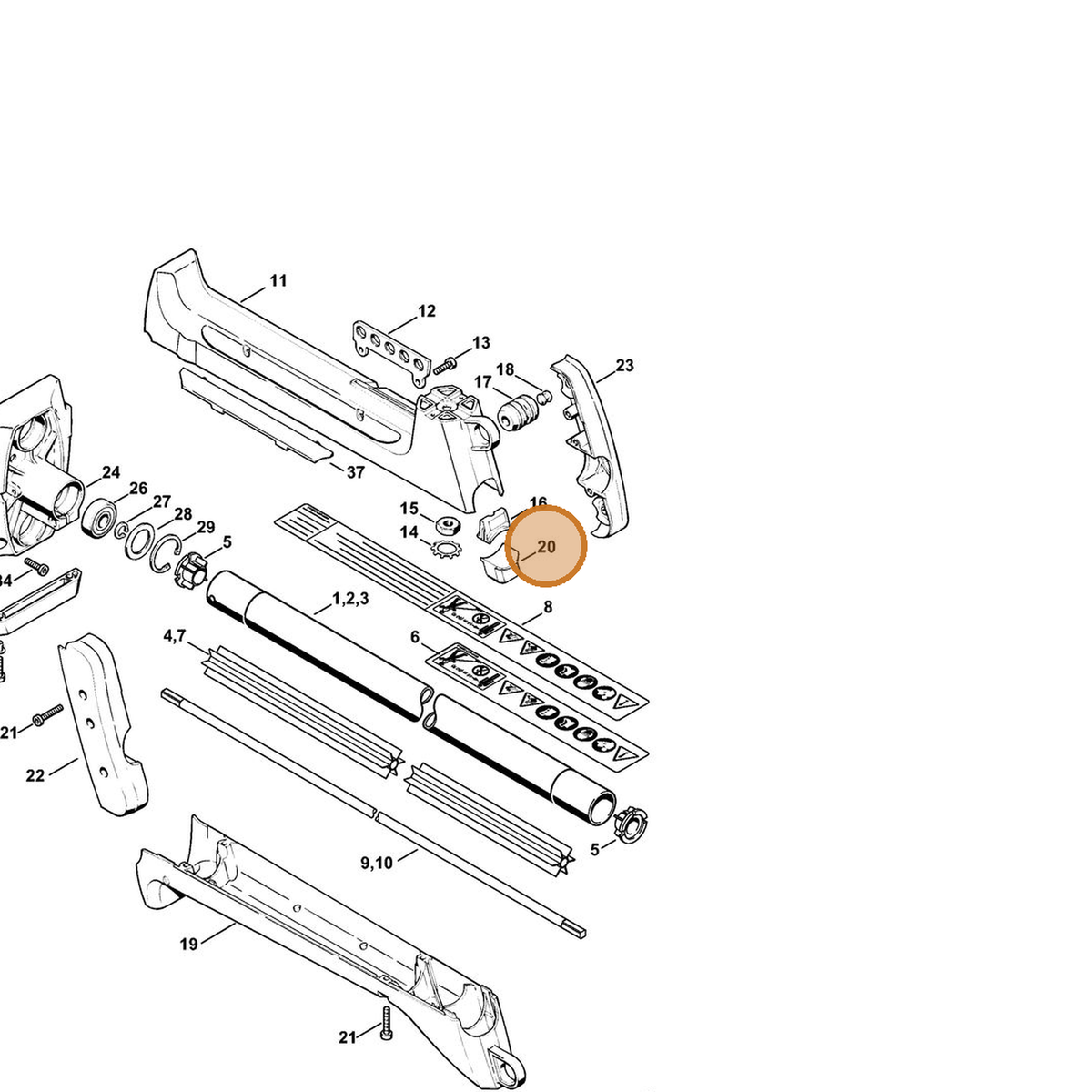 STIHL part 4116-791-2805 — IPL diagram snippet (6x zoom, amber highlight)