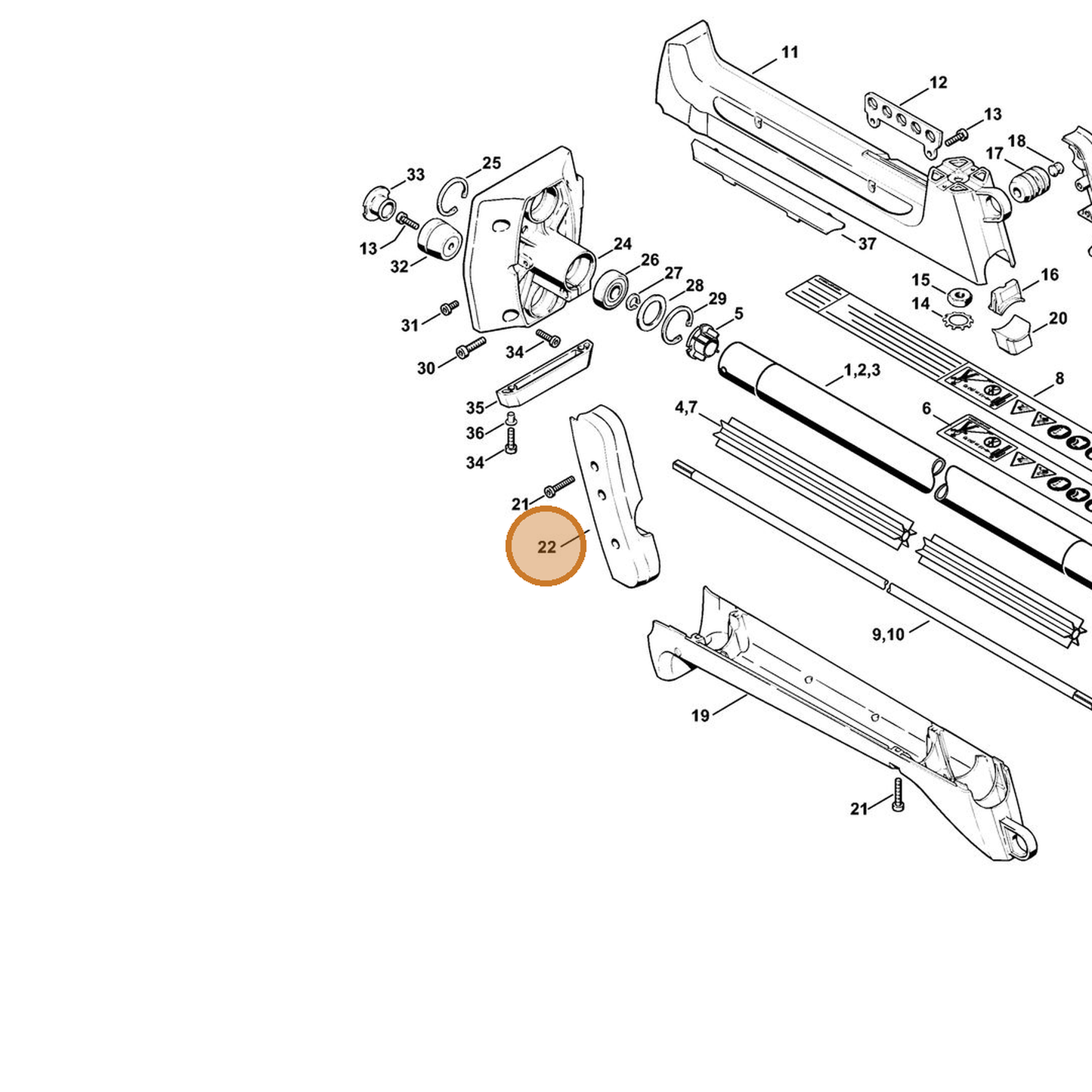 STIHL part 4116-791-6803 — IPL diagram snippet (6x zoom, amber highlight)