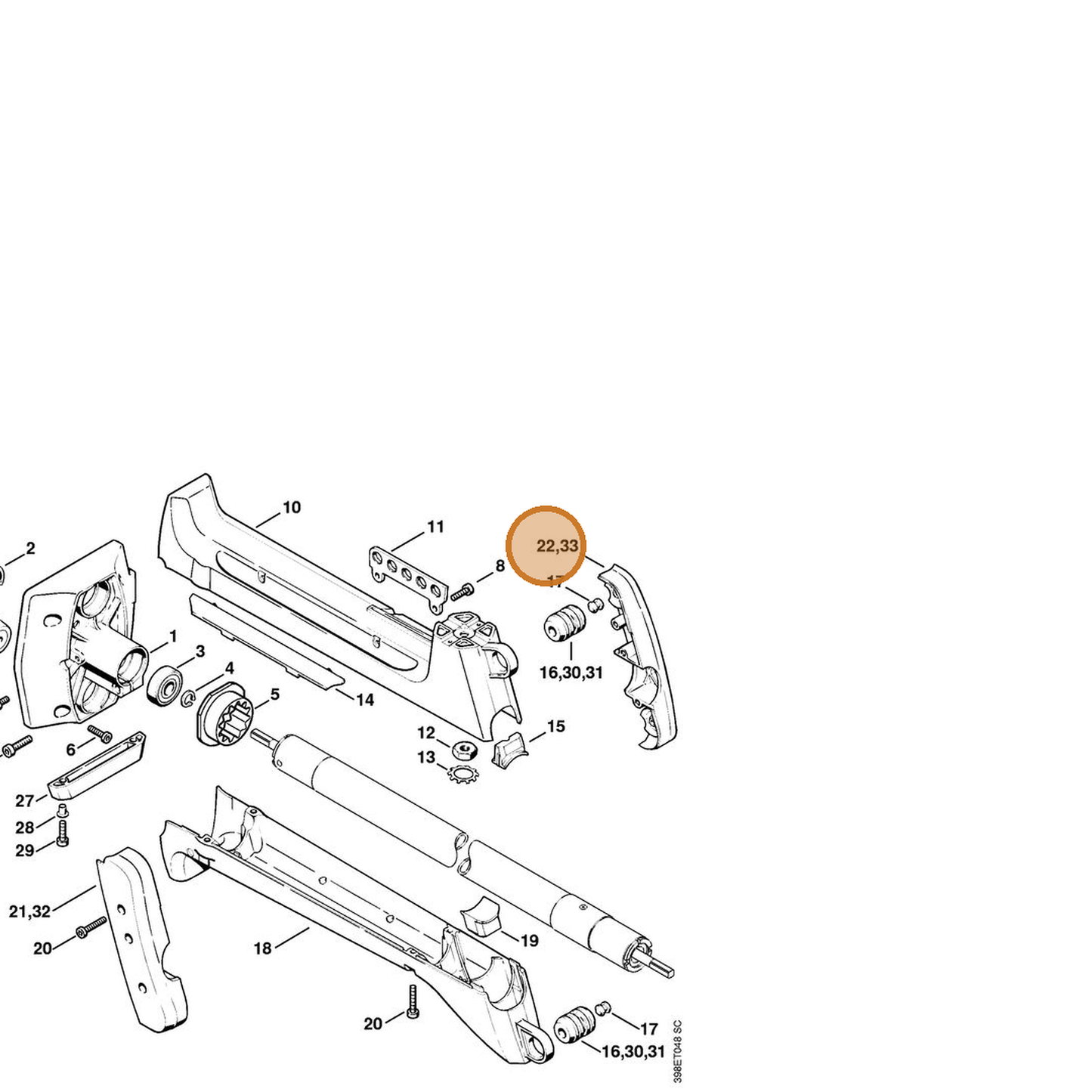 STIHL part 4116-791-6804 — IPL diagram snippet (6x zoom, amber highlight)