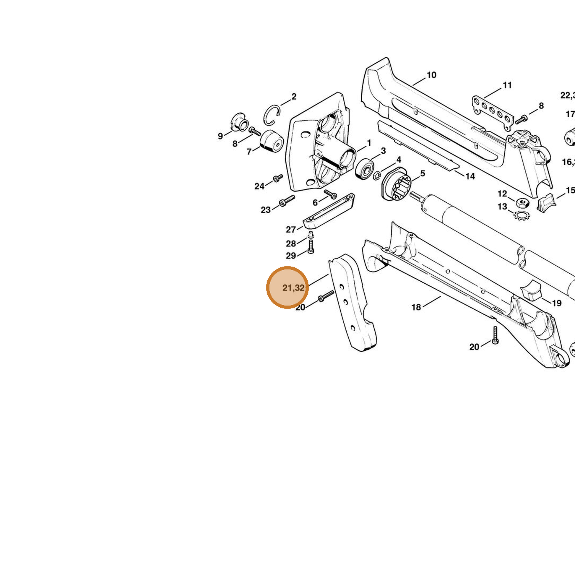 STIHL part 4116-791-6805 — IPL diagram snippet (6x zoom, amber highlight)