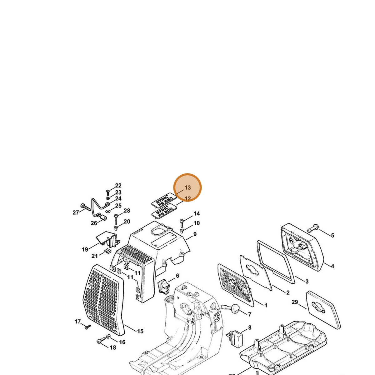 STIHL part 4116-967-1506 — IPL diagram snippet (6x zoom, amber highlight)