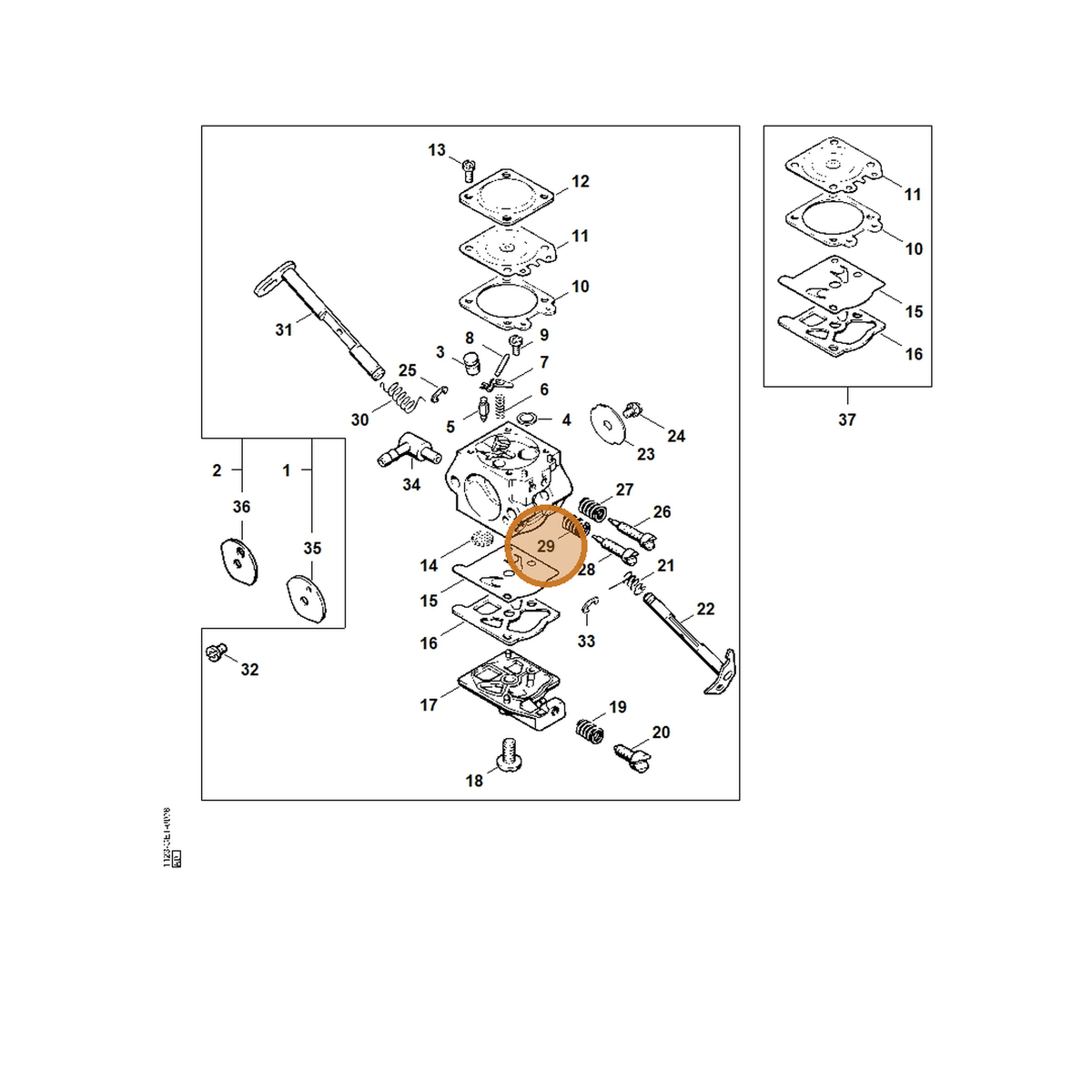 STIHL part 4117-122-3007 — IPL diagram snippet (6x zoom, amber highlight)