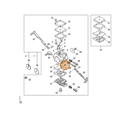 STIHL part 4117-122-3007 — IPL diagram snippet (6x zoom, amber highlight)