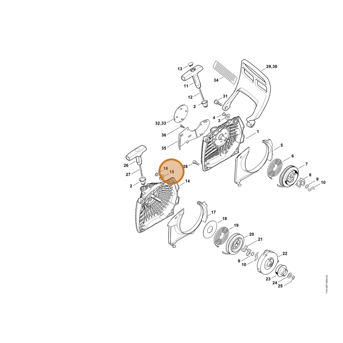 STIHL part 4117-162-8900 — IPL diagram snippet (6x zoom, amber highlight)