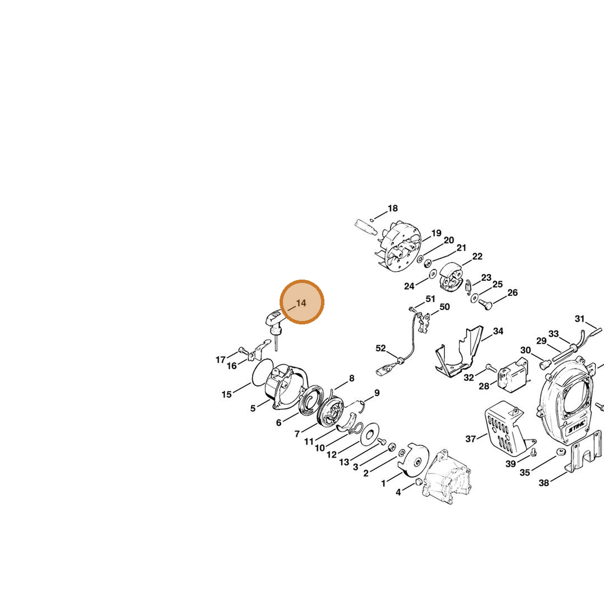 STIHL part 4117-195-3400 — IPL diagram snippet (6x zoom, amber highlight)