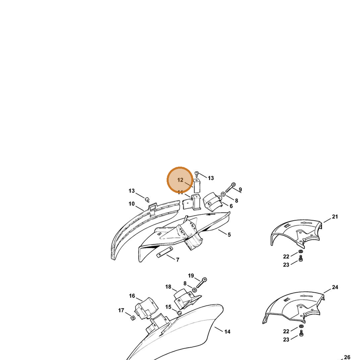 STIHL part 4118-713-4105 — IPL diagram snippet (6x zoom, amber highlight)