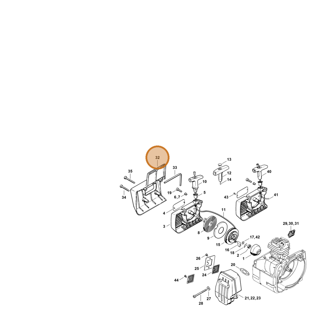 STIHL part 4119-007-1022 — IPL diagram snippet (6x zoom, amber highlight)