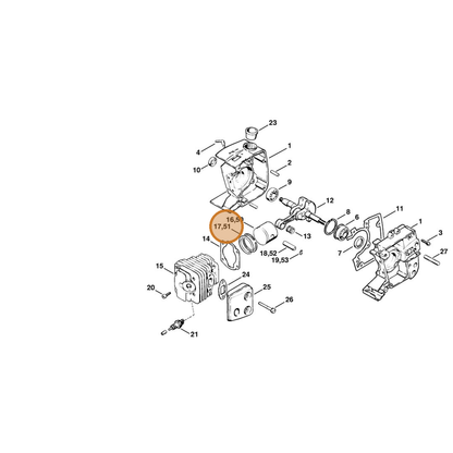 STIHL part 4119-034-3003 — IPL diagram snippet (6x zoom, amber highlight)