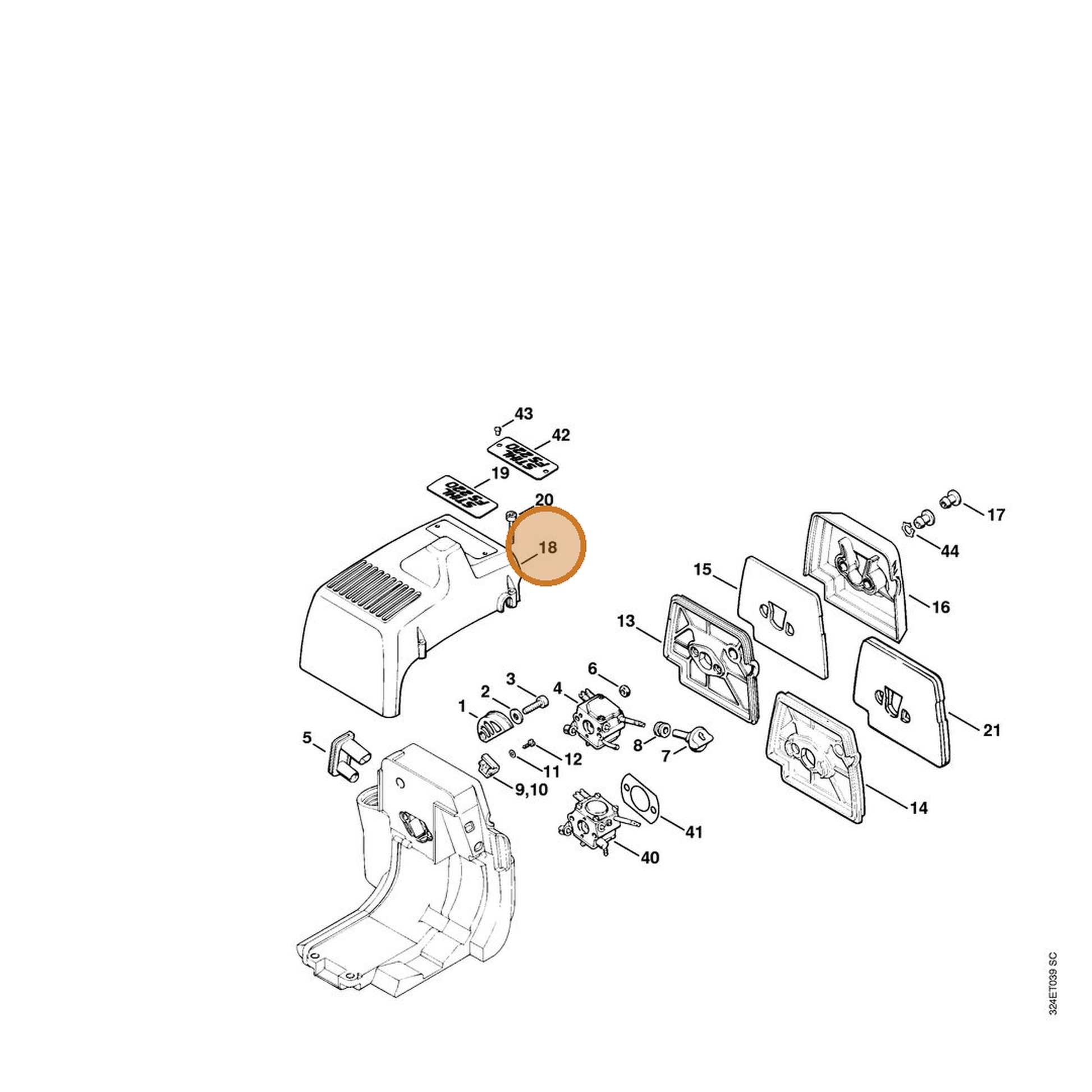STIHL part 4119-084-0900 — IPL diagram snippet (6x zoom, amber highlight)