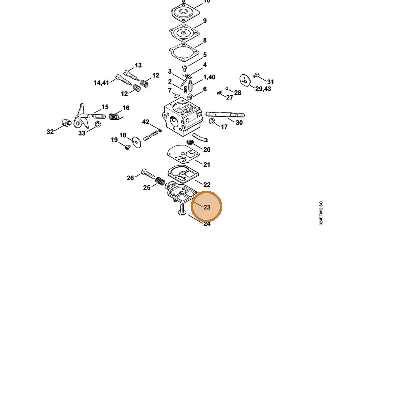 STIHL part 4119-121-0800 — IPL diagram snippet (6x zoom, amber highlight)