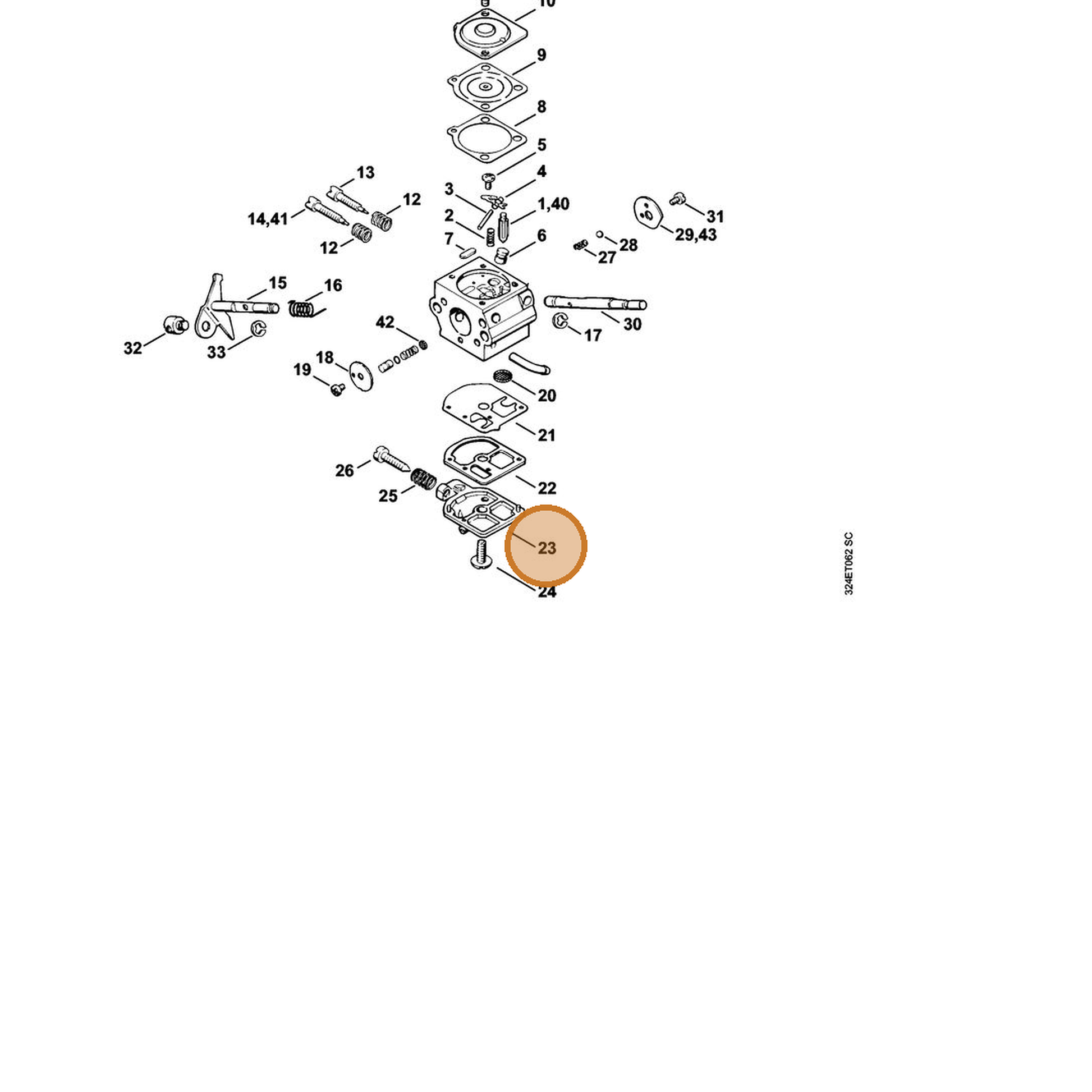 STIHL part 4119-121-0800 — IPL diagram snippet (6x zoom, amber highlight)