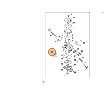 STIHL part 4119-121-2901 — IPL diagram snippet (6x zoom, amber highlight)