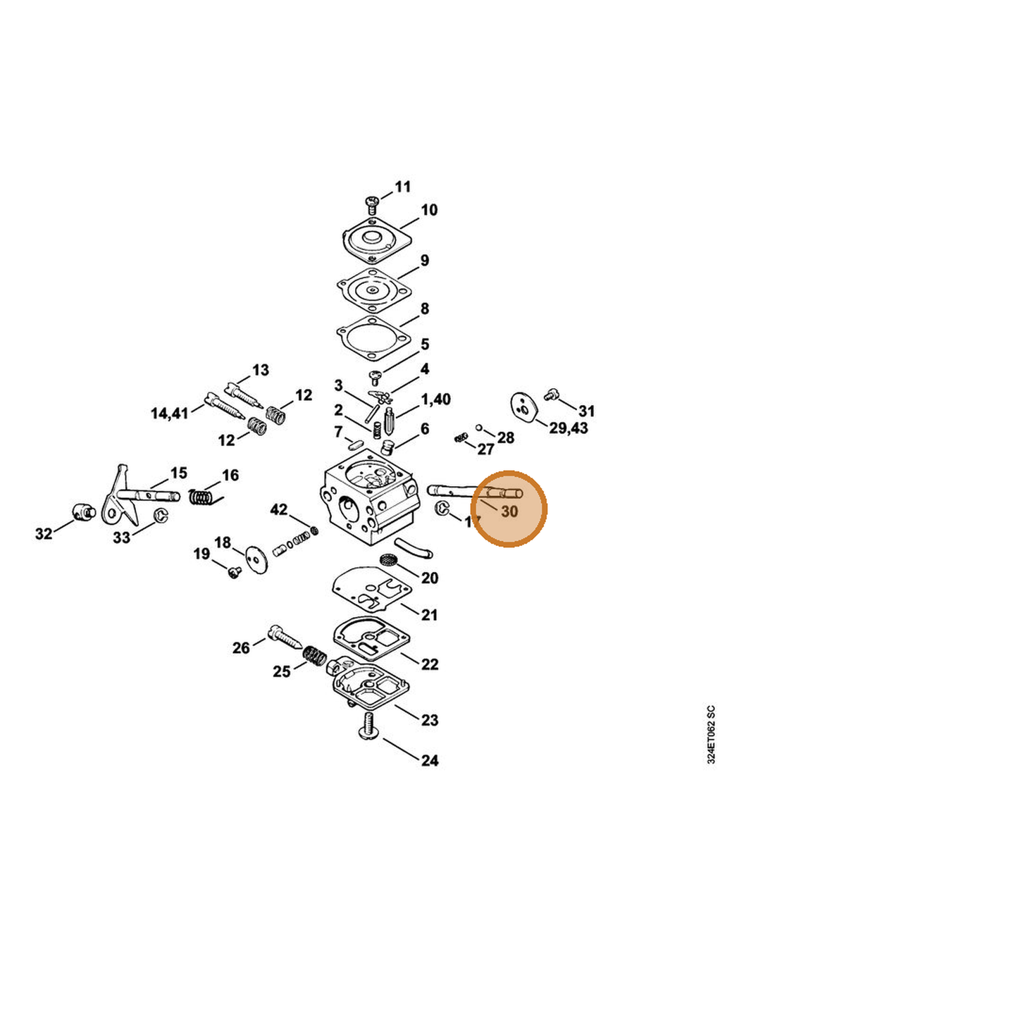 STIHL part 4119-121-3000 — IPL diagram snippet (6x zoom, amber highlight)