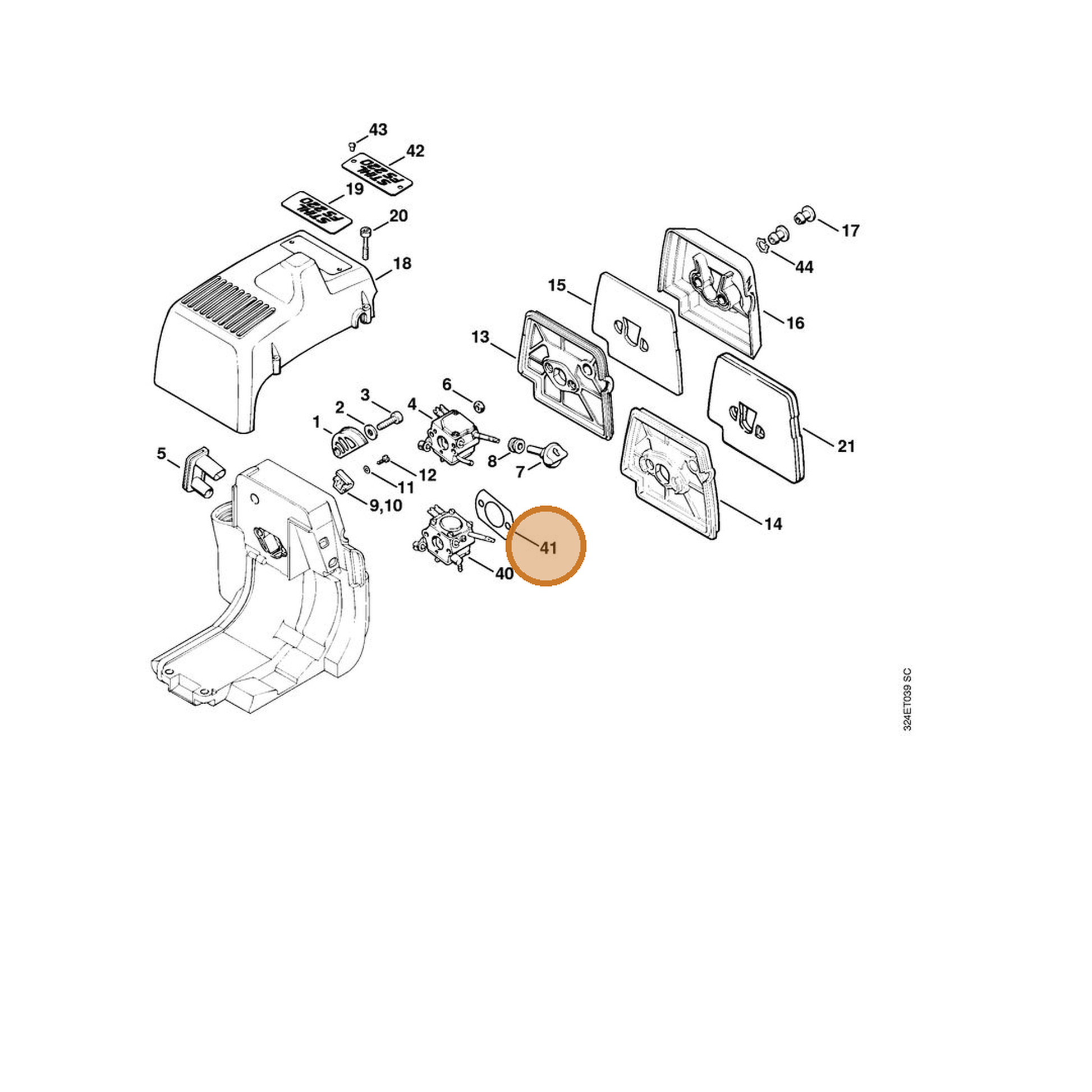 STIHL part 4119-122-1701 — IPL diagram snippet (6x zoom, amber highlight)