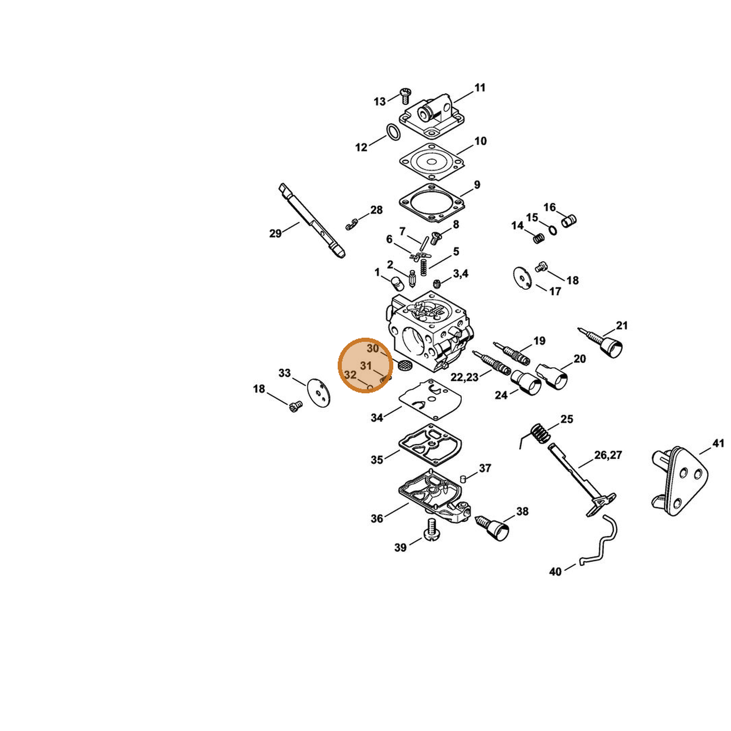 STIHL part 4119-122-3002 — IPL diagram snippet (6x zoom, amber highlight)