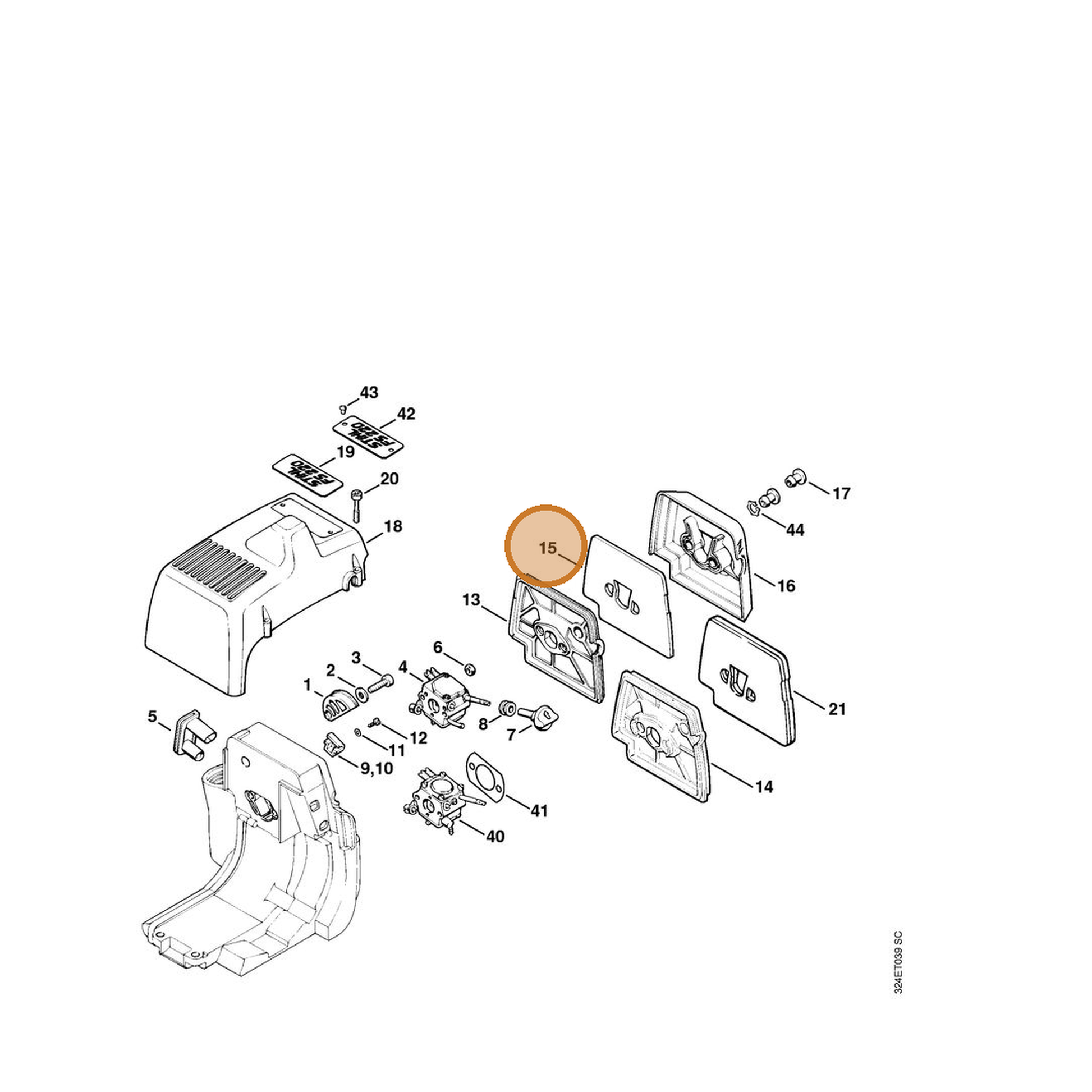 STIHL part 4119-141-0300 — IPL diagram snippet (6x zoom, amber highlight)