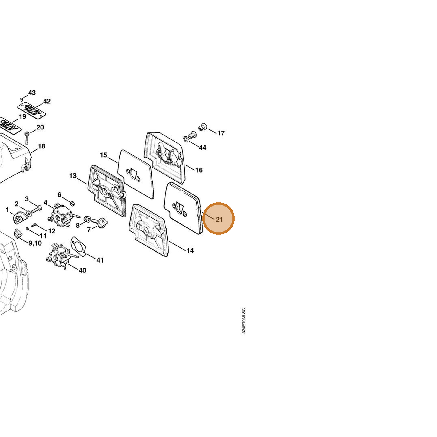 STIHL part 4119-141-1700 — IPL diagram snippet (6x zoom, amber highlight)